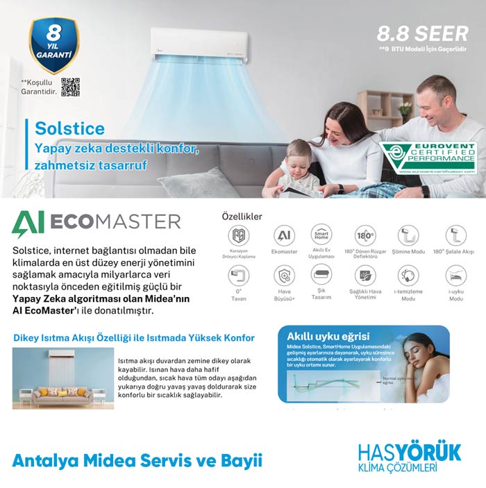 Antalya Midea Klima Servis ve Satış. Midea Solstice Klima.